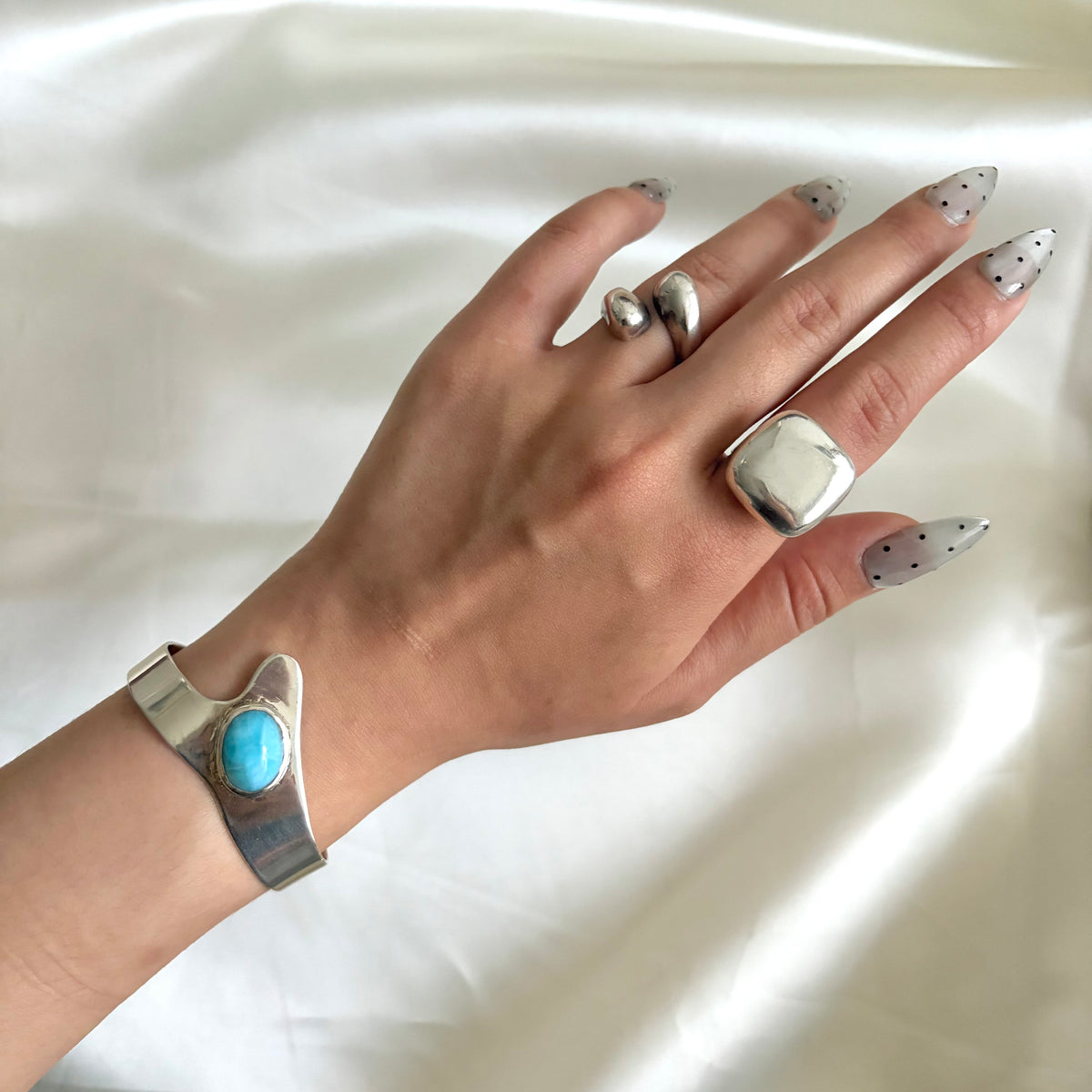 Modernist Sterling Larimar Cuff