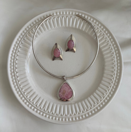 Vintage Sterling Rhodochrosite Earrings