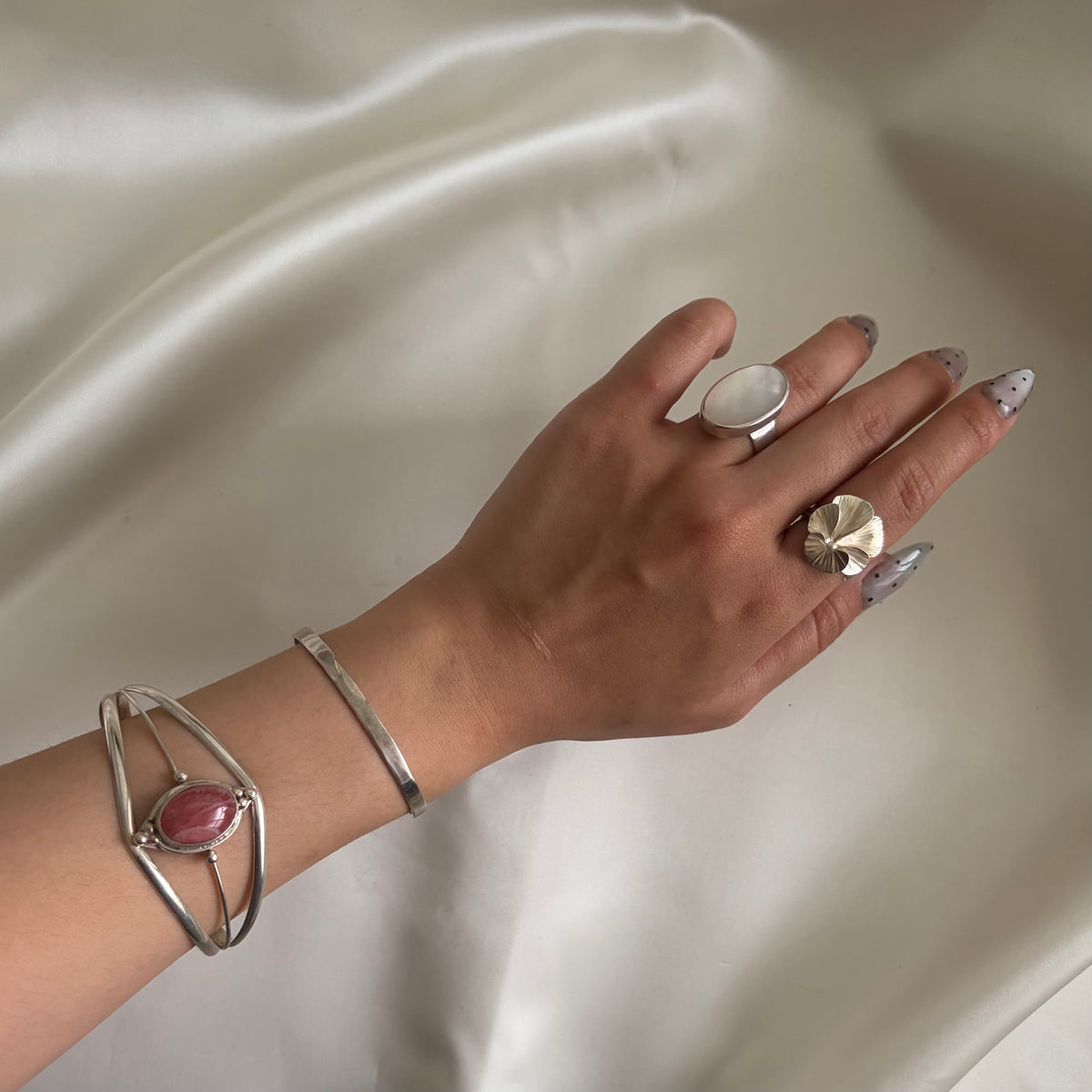 Vintage Sterling Rhodochrosite Cuff