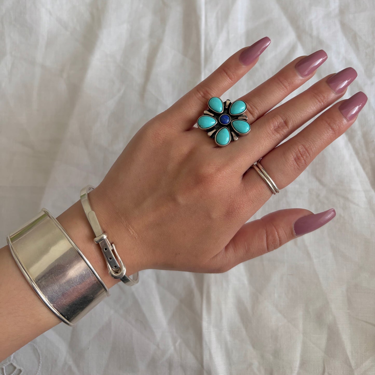 Vintage Sterling DTR Flower Ring