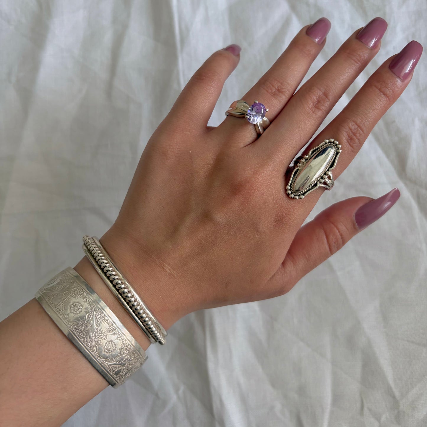 Vintage Sterling Amethyst Rings