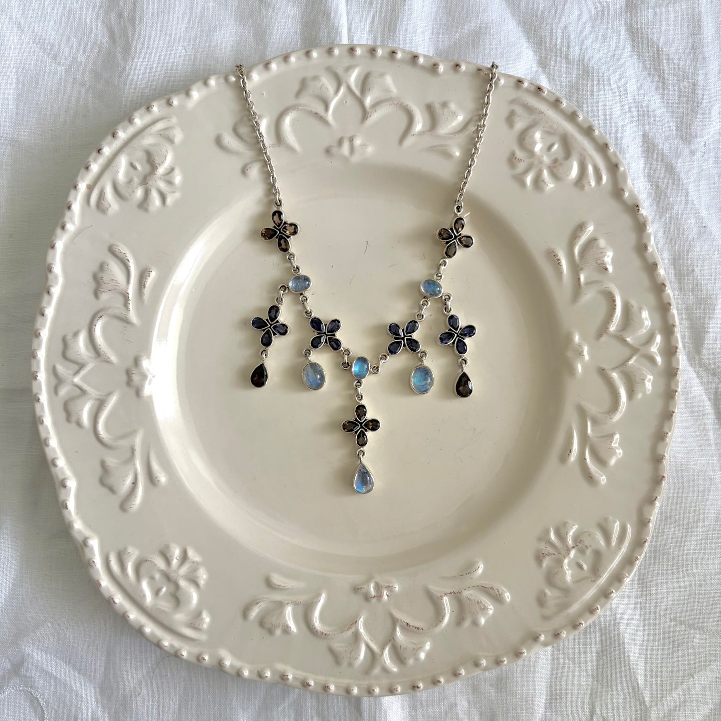 Vintage Sterling Nicky Butler Chandalier Lariat Necklace