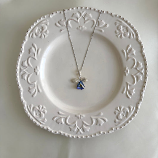 Vintage Sterling Enamel Orchid Necklace