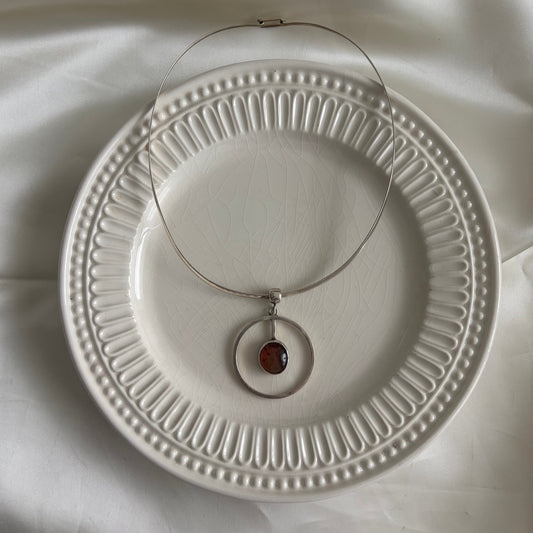Vintage Sterling Red Agate Torque