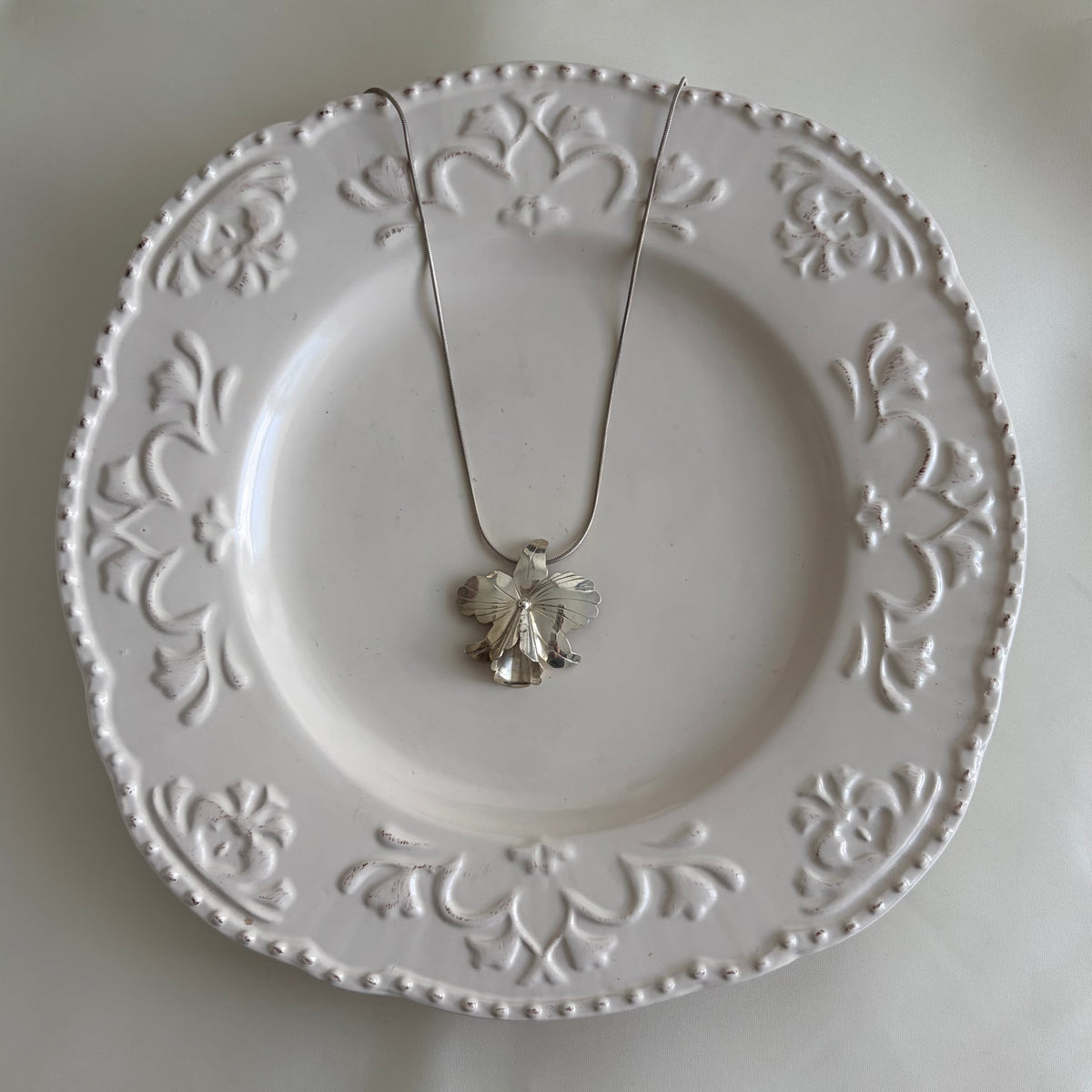 Vintage Sterling Orchid Necklace