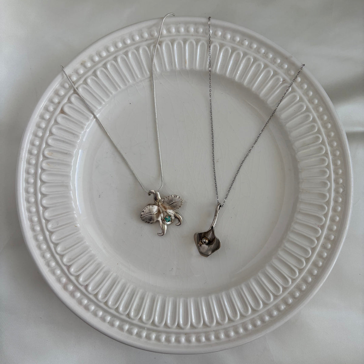 Vintage Sterling Calla Lily Necklace