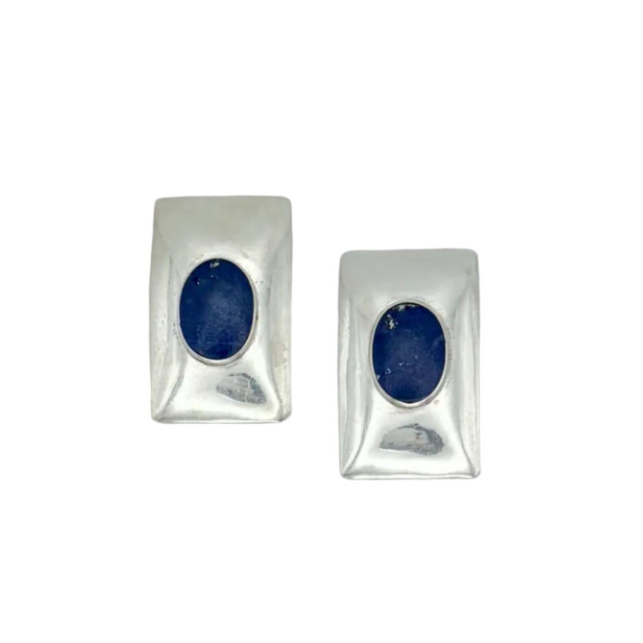 Vintage Sterling Lapis Earrings