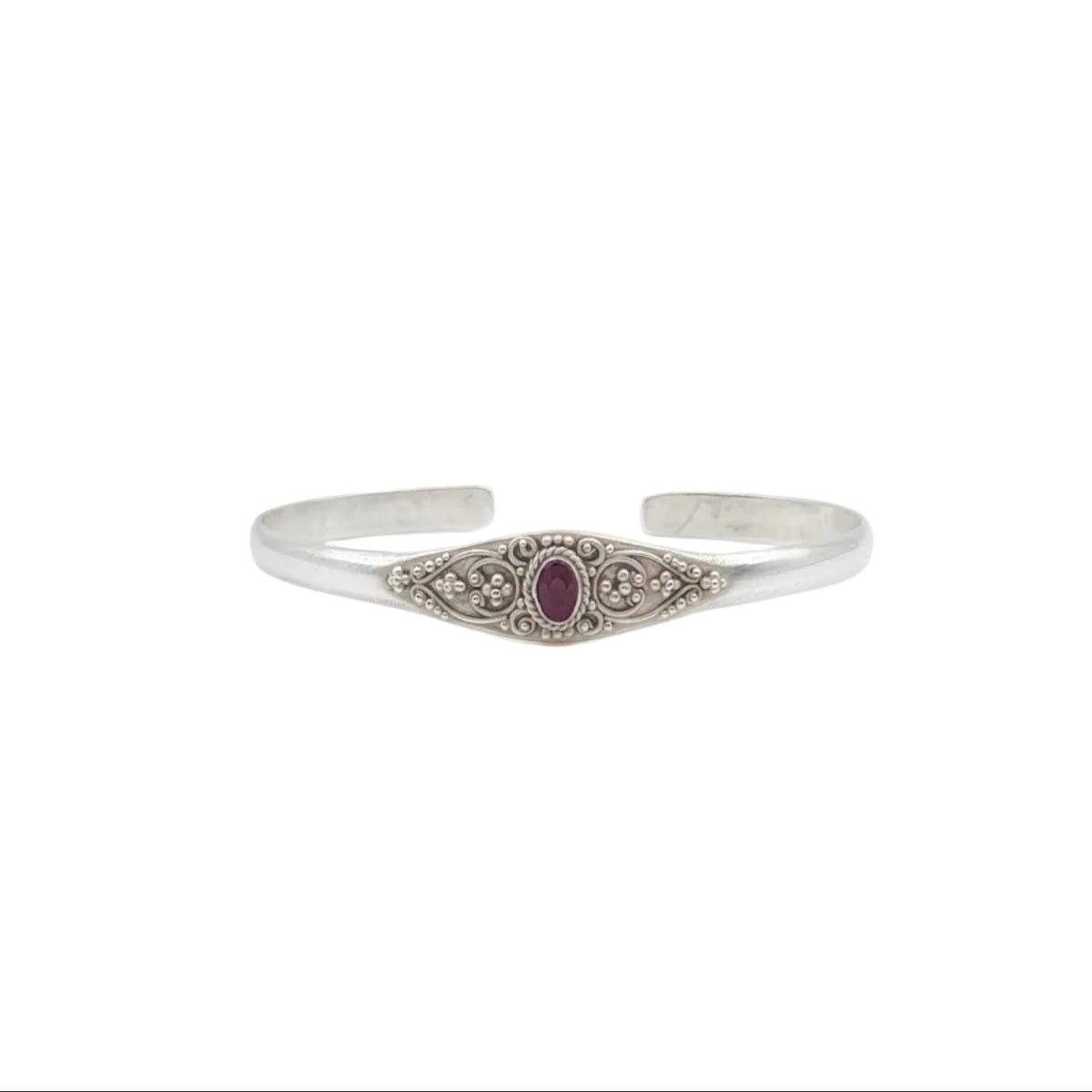 Vintage Sterling Garnet Cuff Bracelet