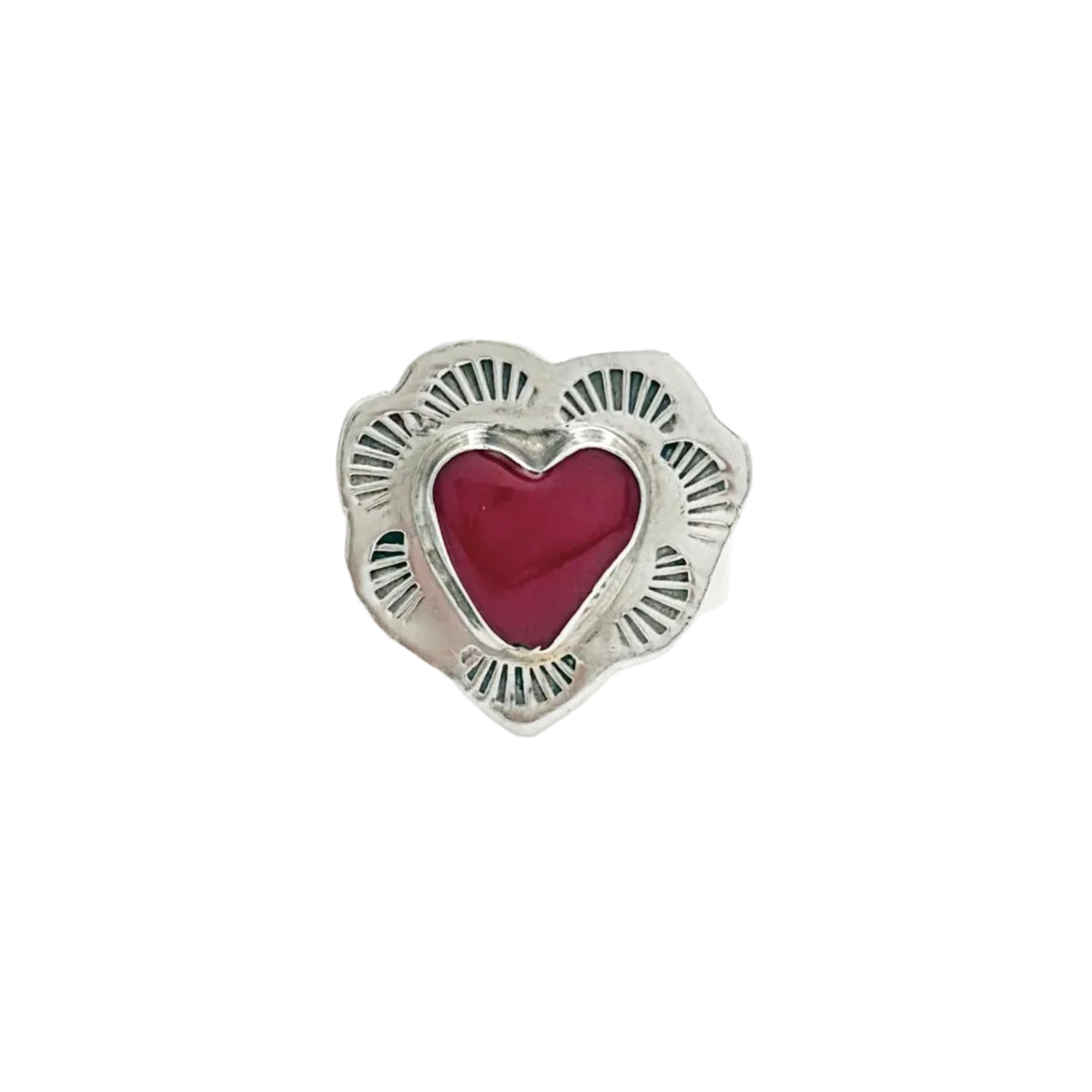 Vintage Sterling Southwestern Red Jasper Heart Ring