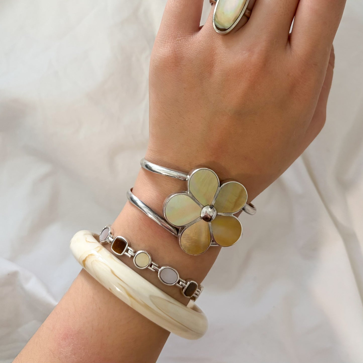 Vintage Sterling MOP Connector Bracelet