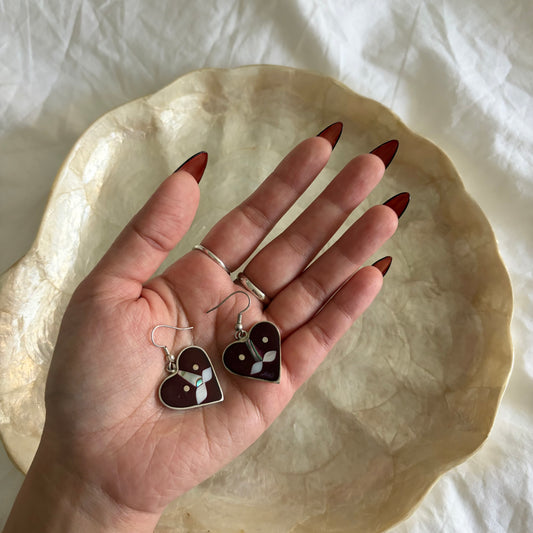 Vintage Alpaca Silver Abalone Earrings