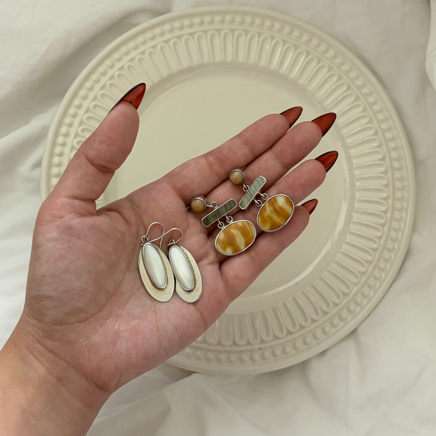 Vintage Sterling Shell Earrings