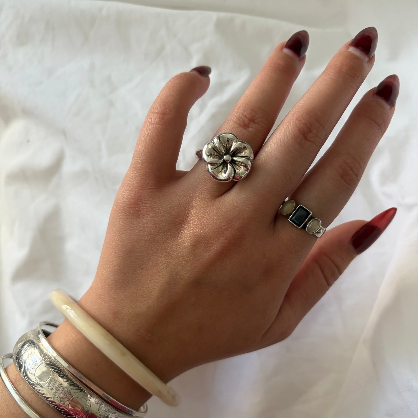 Vintage Sterling Plumeria Ring