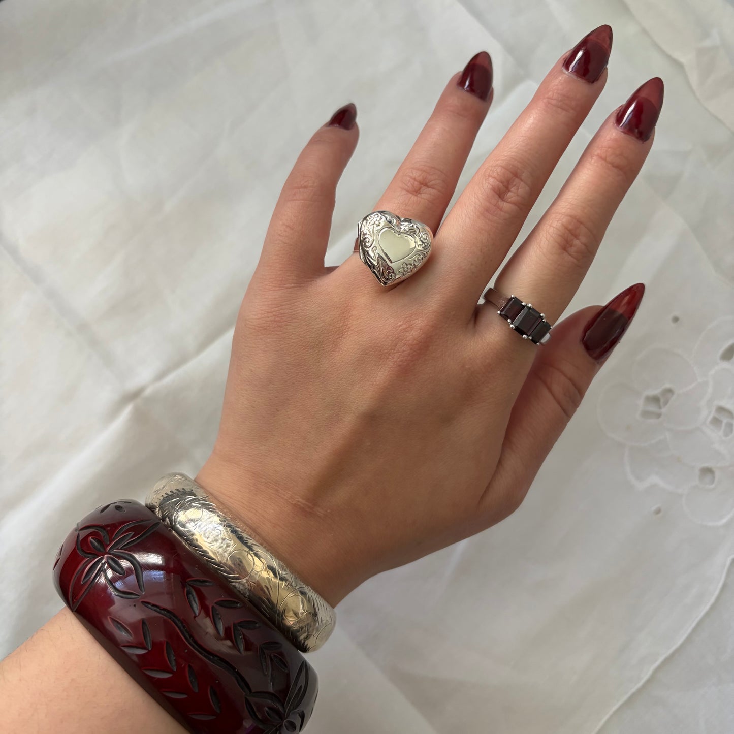 Vintage Sterling Locket Ring
