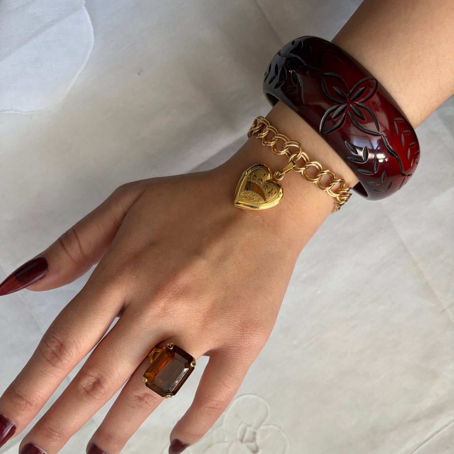 Vintage Gold Filled Locket Charm Bracelet