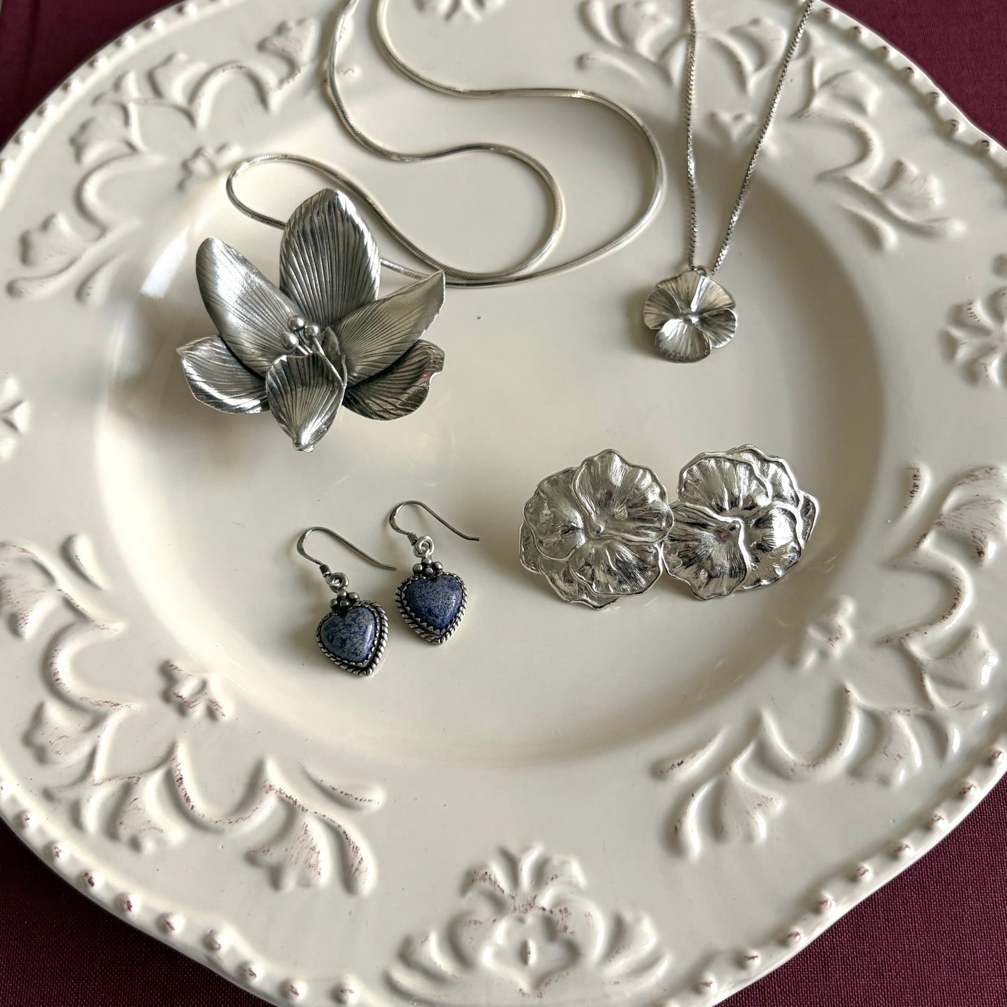 Vintage Sterling Avon Pansy Earrings