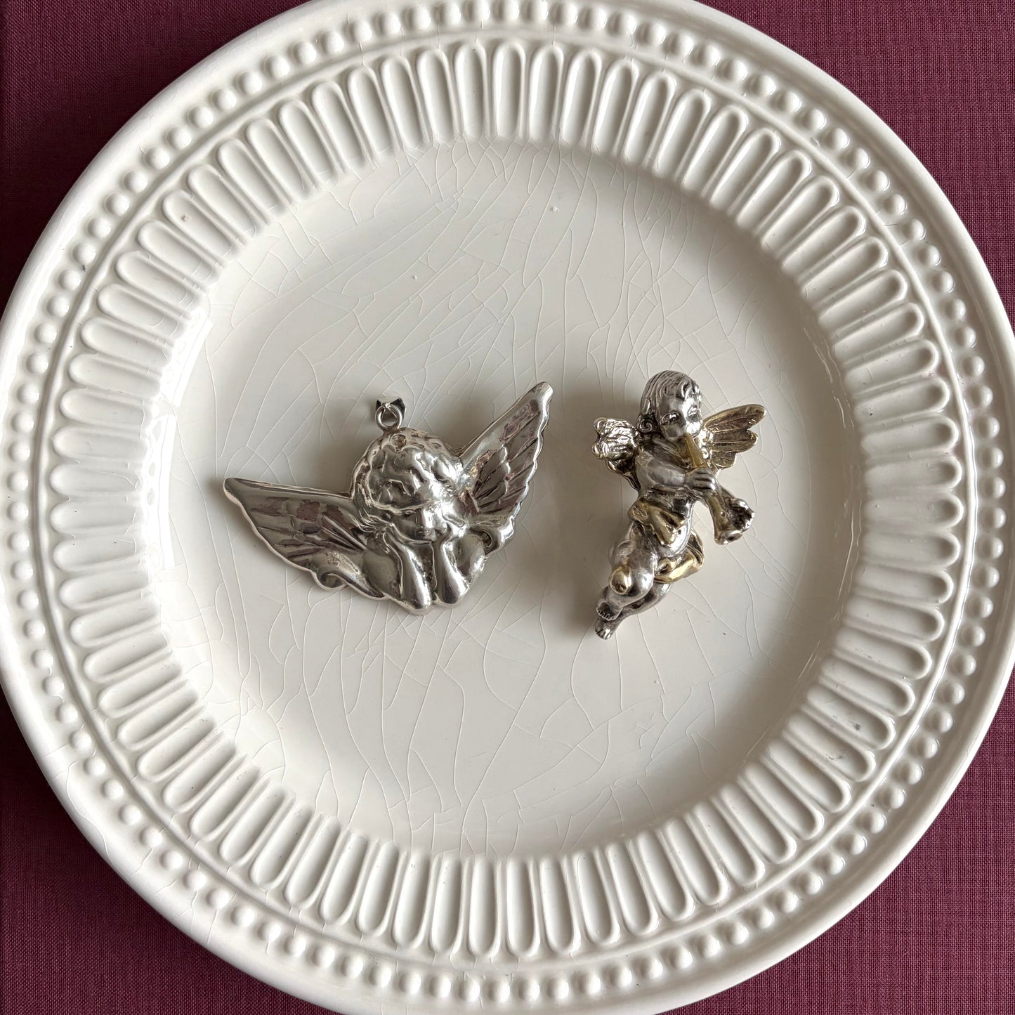 Vintage Sterling Silver Cherub Pendant