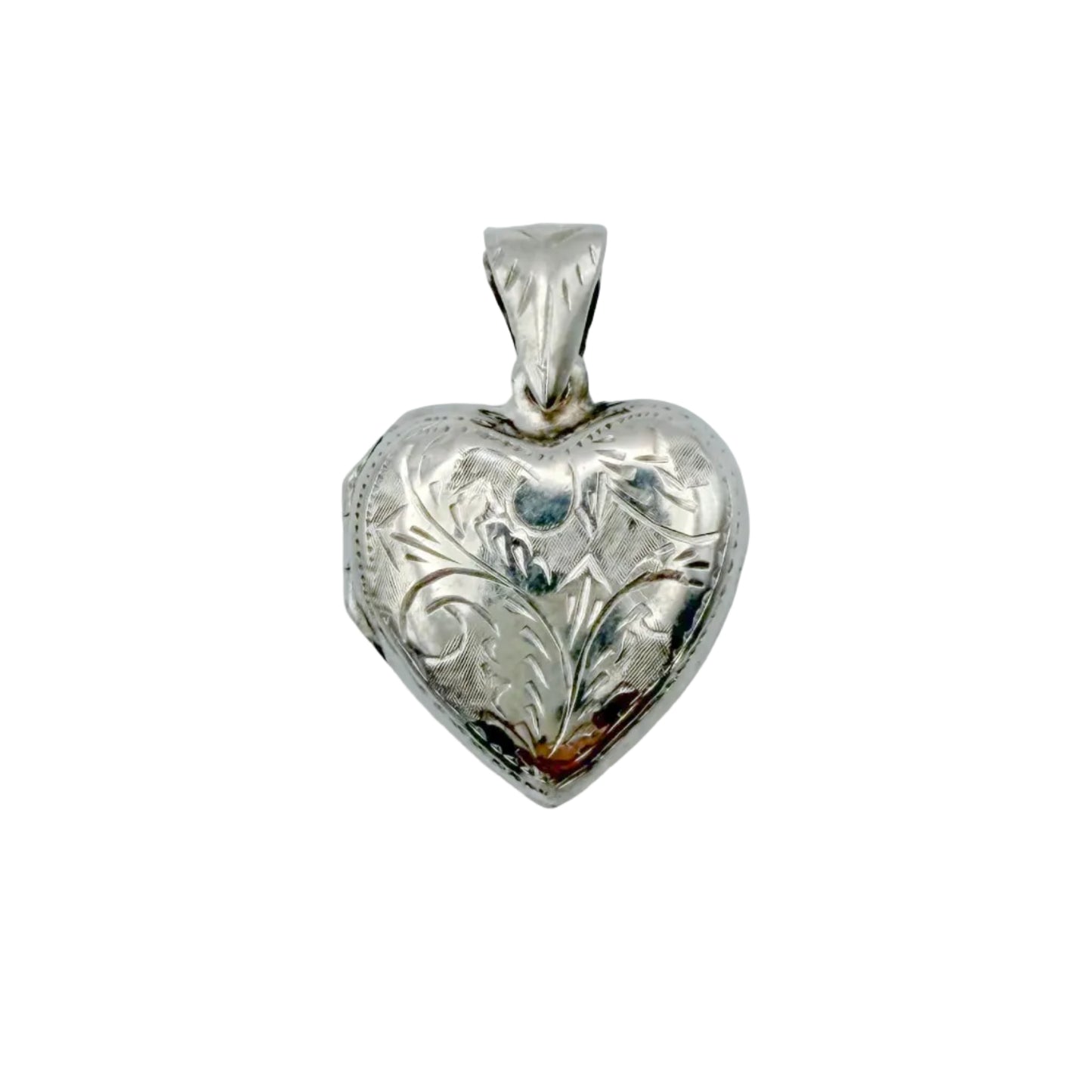 Vintage Sterling Etched Locket Pendant