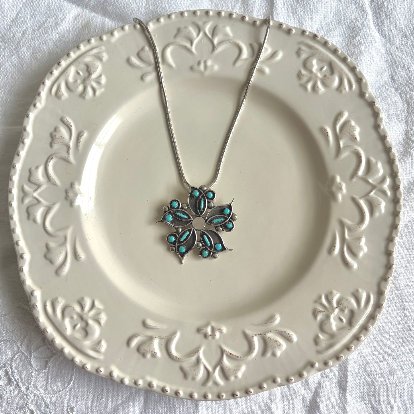 Vintage Sterling Zuni Statement Necklace