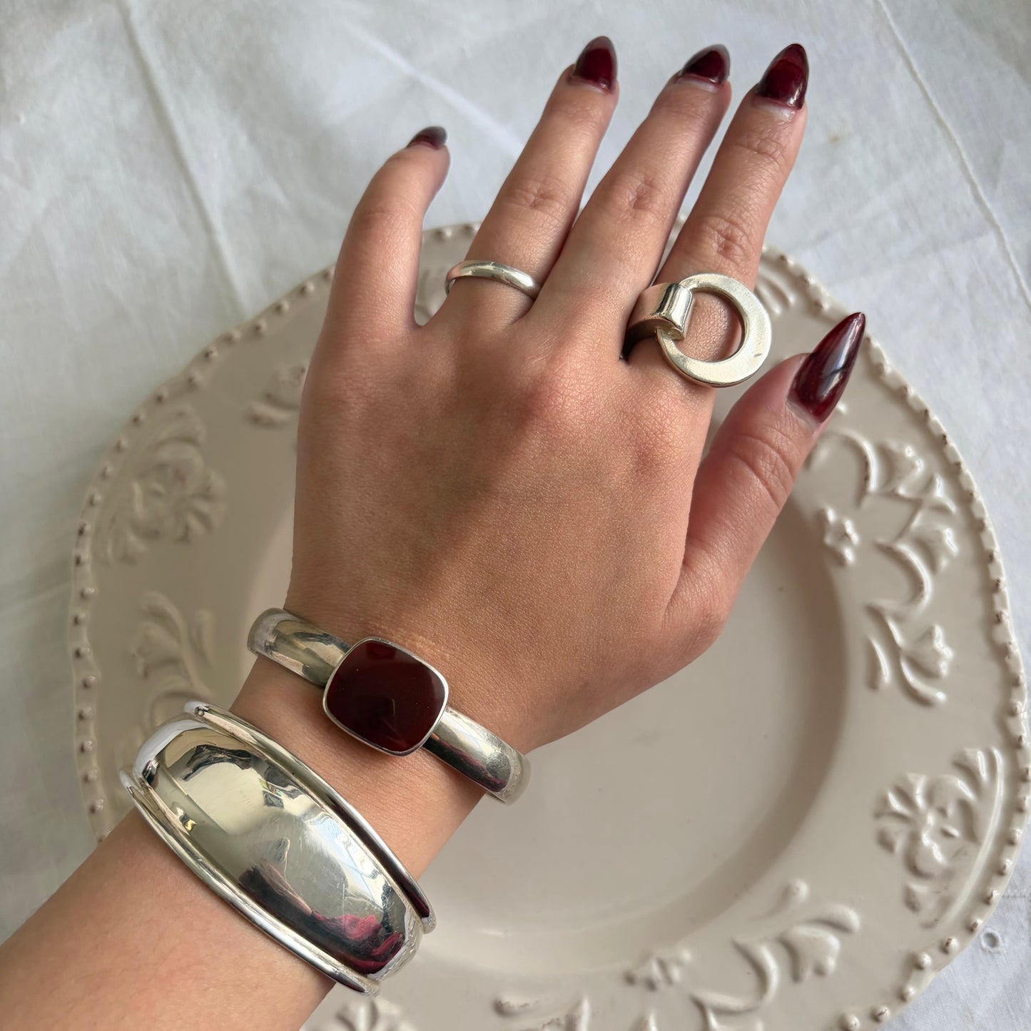 Modernist Sterling Open Circle Ring