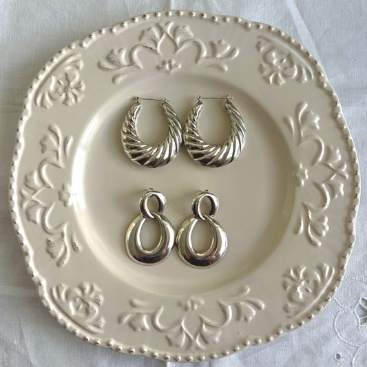 Vintage Sterling Chunky Hoops