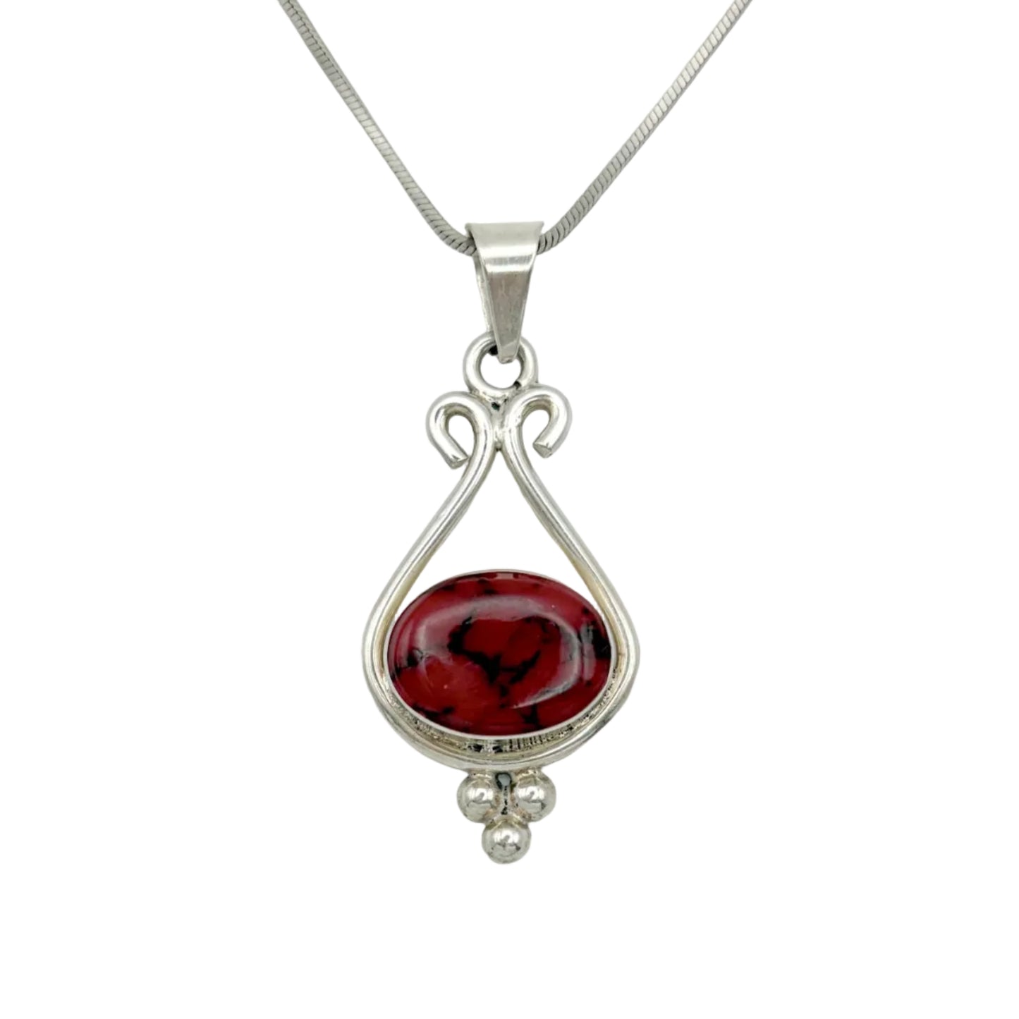 Vintage Sterling Red Jasper Necklace