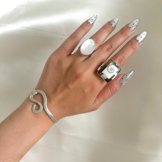 Vintage Sterling Abalone Shiva Shell Ring