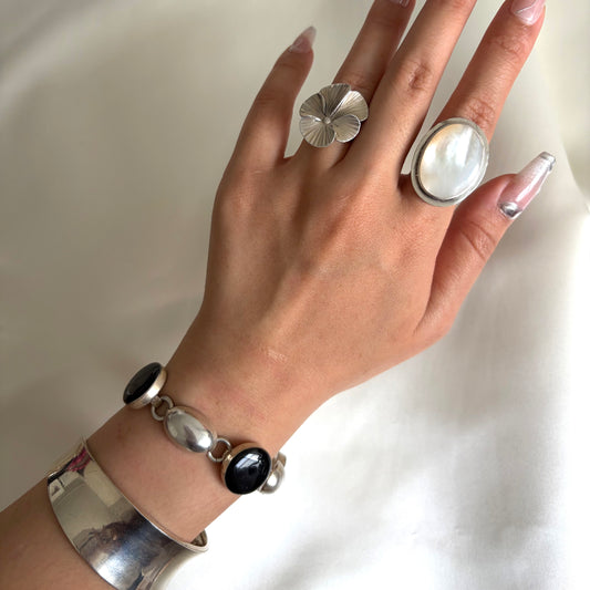 Vintage Sterling Statement MOP Ring
