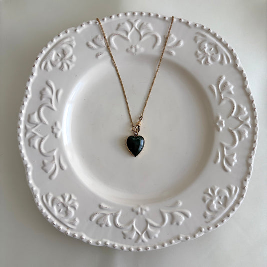 Vintage Gold Filled Watch Chain Jade Necklace