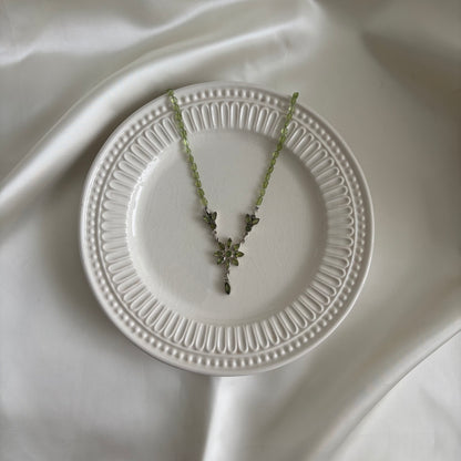 Vintage Sterling Peridot Lariat Necklace