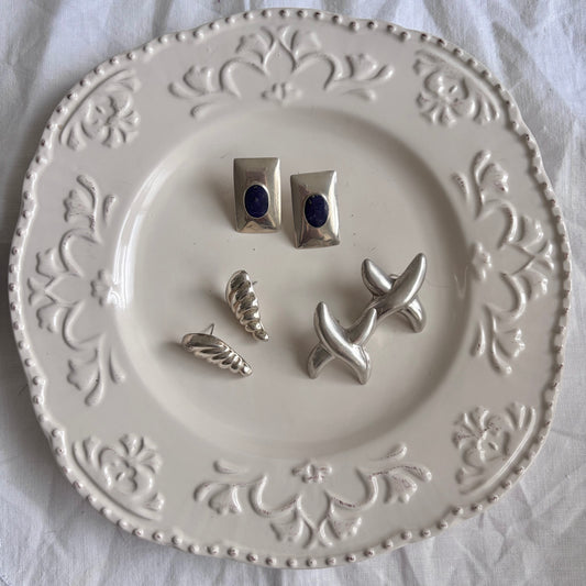 Vintage Sterling Lapis Earrings
