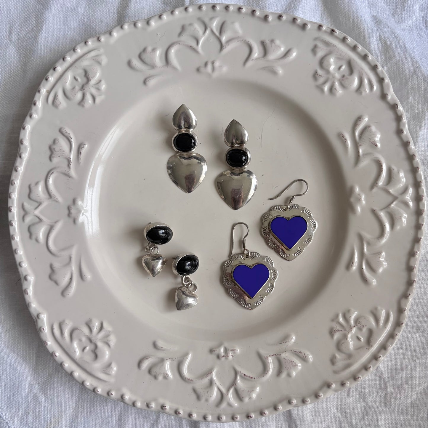 Vintage Sterling Onyx Drop Earrings