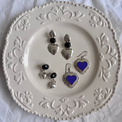 Vintage Sterling Onyx Drop Earrings
