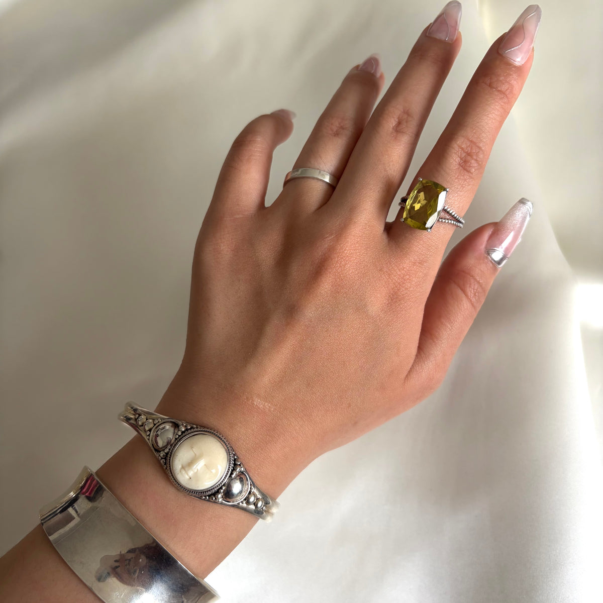 Vintage Sterling Moon Face Cuff
