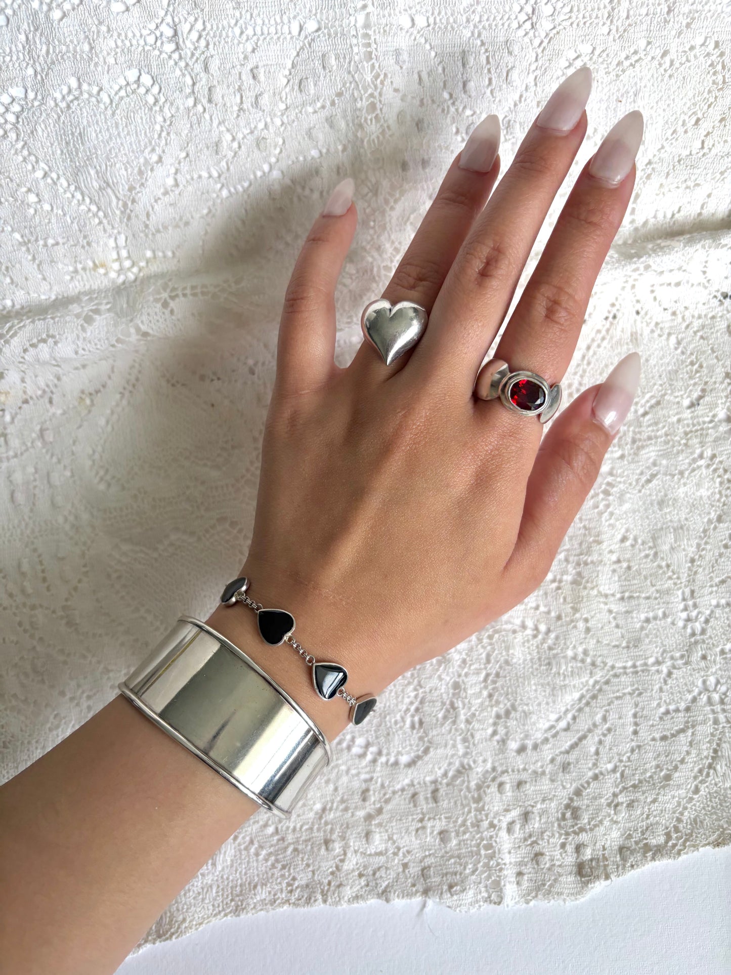 Vintage Sterling Garnet Ring