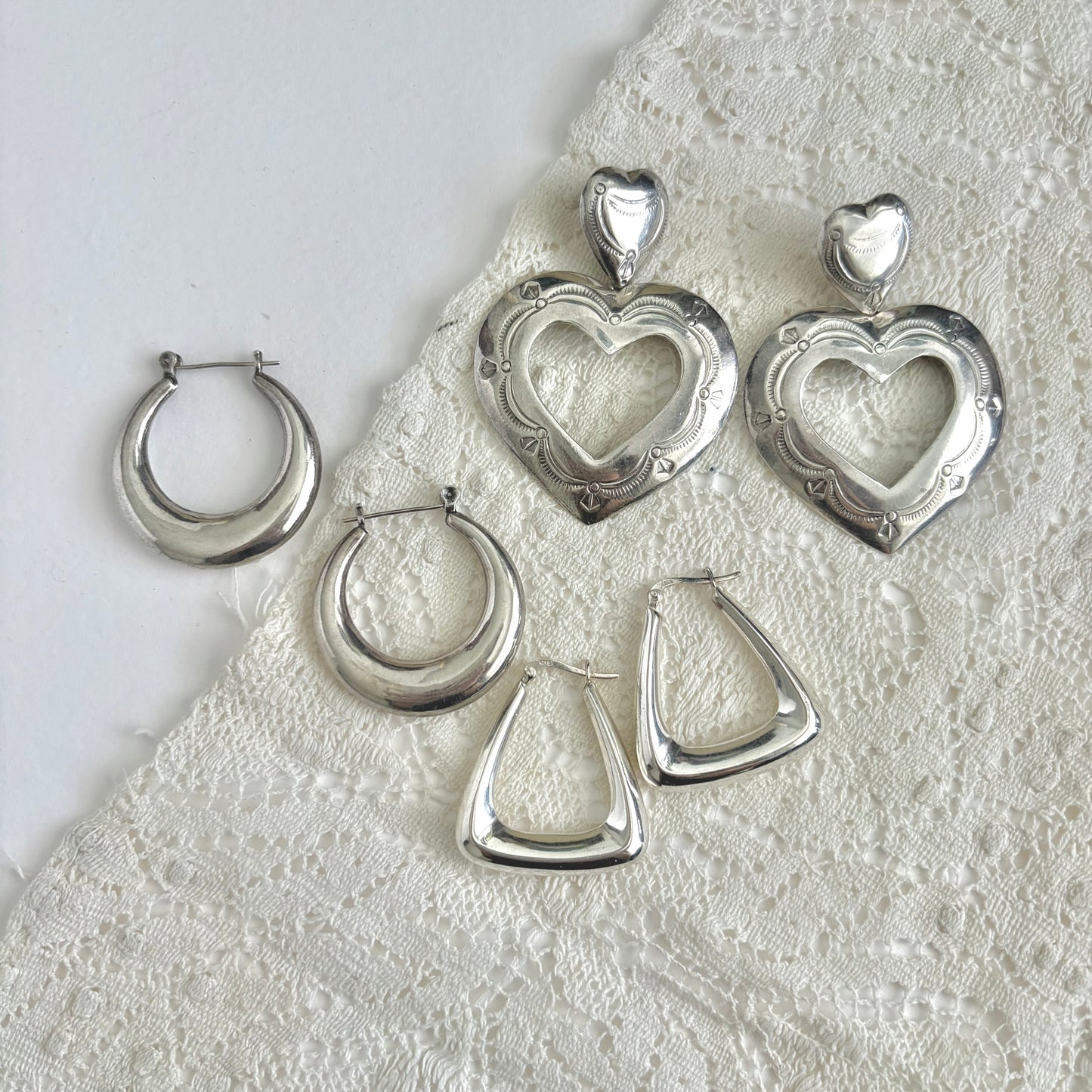 Vintage Sterling Hoops
