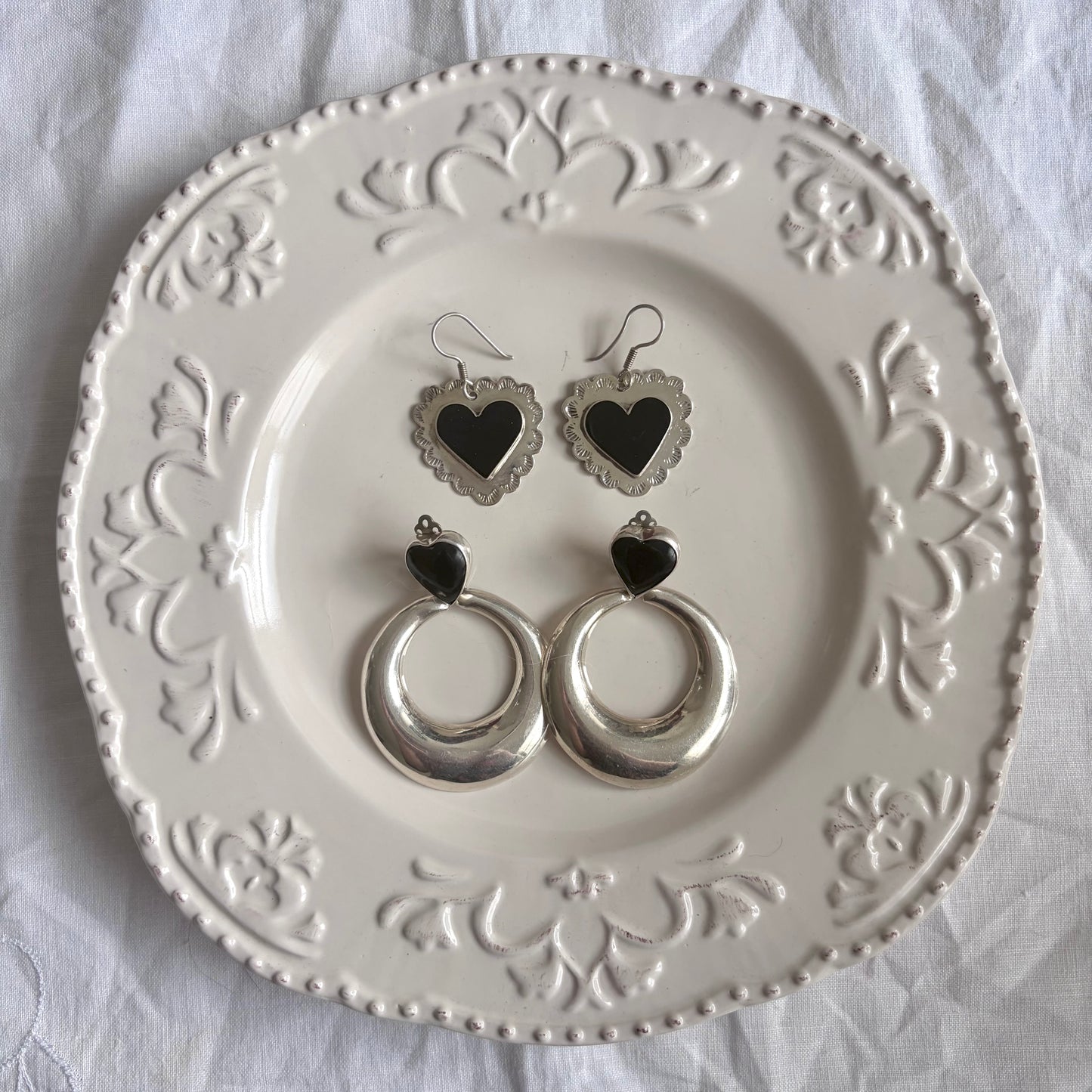 Vintage Sterling Onyx Earrings