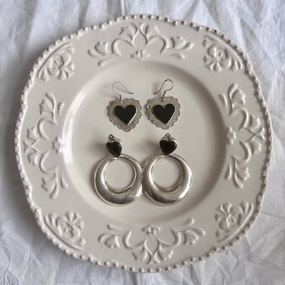 Vintage Sterling Onyx Earrings