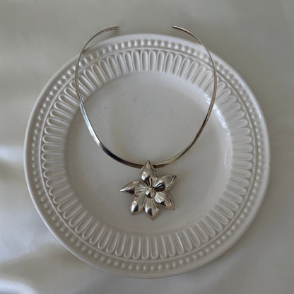 Vintage Sterling Statement Flower Torque