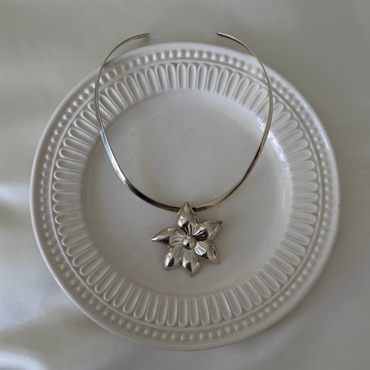 Vintage Sterling Statement Flower Torque