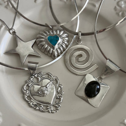 Vintage Sterling Onyx Statement Torque Necklace