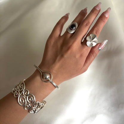 Modernist Sterling Ball Cuff