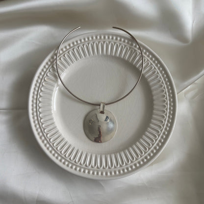Vintage Sterling Statement Circle Torque Necklace