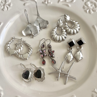 Vintage Sterling Heart Hoops
