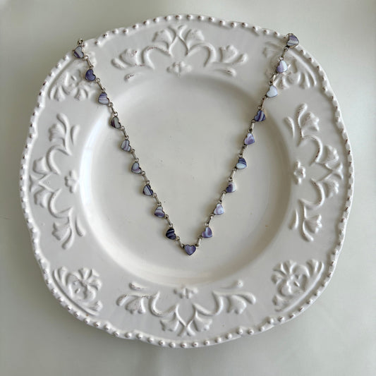 Vintage Sterling Wampum Heart Link Necklace