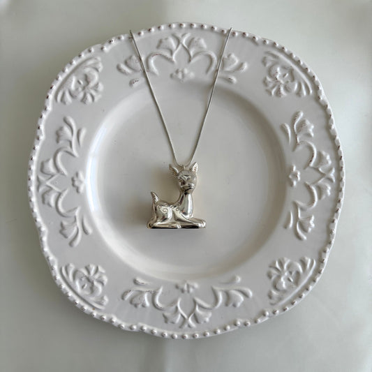 Vintage Sterling Deer Statement Necklace