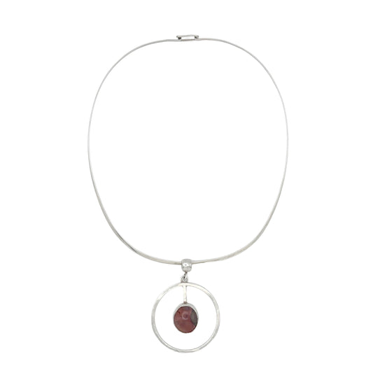 Vintage Sterling Red Agate Torque