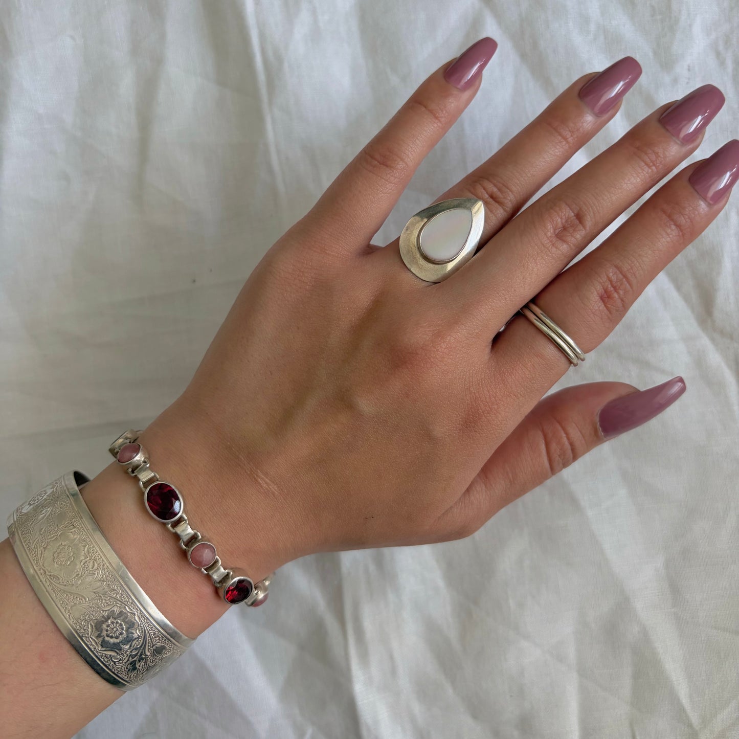 Vintage Sterling Floral Cuff