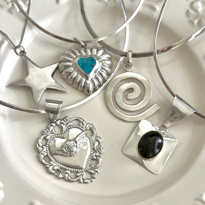Vintage Sterling Choker Torque Swirl Necklace