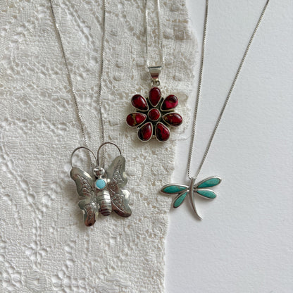 Vintage Sterling Turquoise Dragonfly Necklace